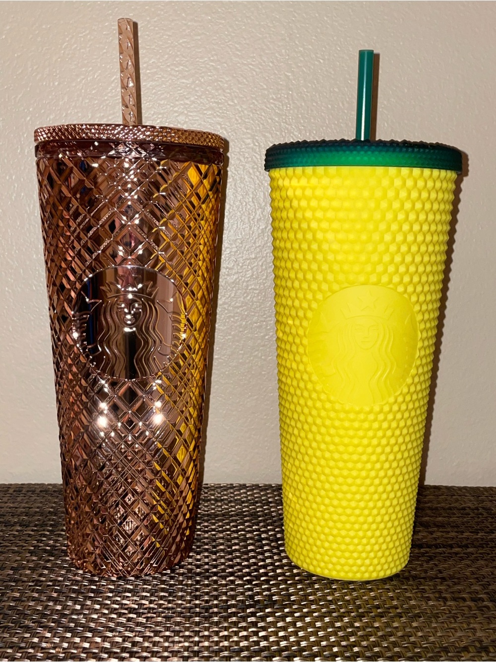 Starbucks Rose Gold & Yellow “Hawaii Collection” Tumbler Travel Cups Large 24oz